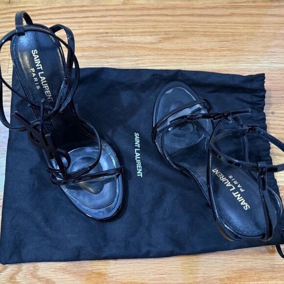 Saint Laurent Cassandra Black YSL Sandals Size 38 - Picture 4 of 8
